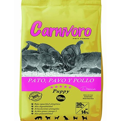 Pienso Carnivoro puppy pato, pavo y pollo 15 kg